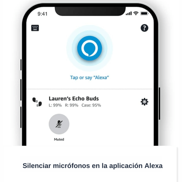 Echo Buds con Alexa - 2023 -Blanco Glaciar - Privacidad - Silenciar micrófonos